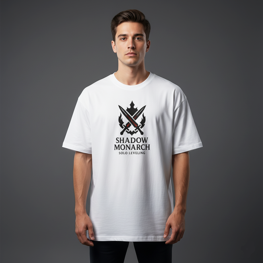 Solo Leveling Shadow Monarch Oversized White T-Shirt