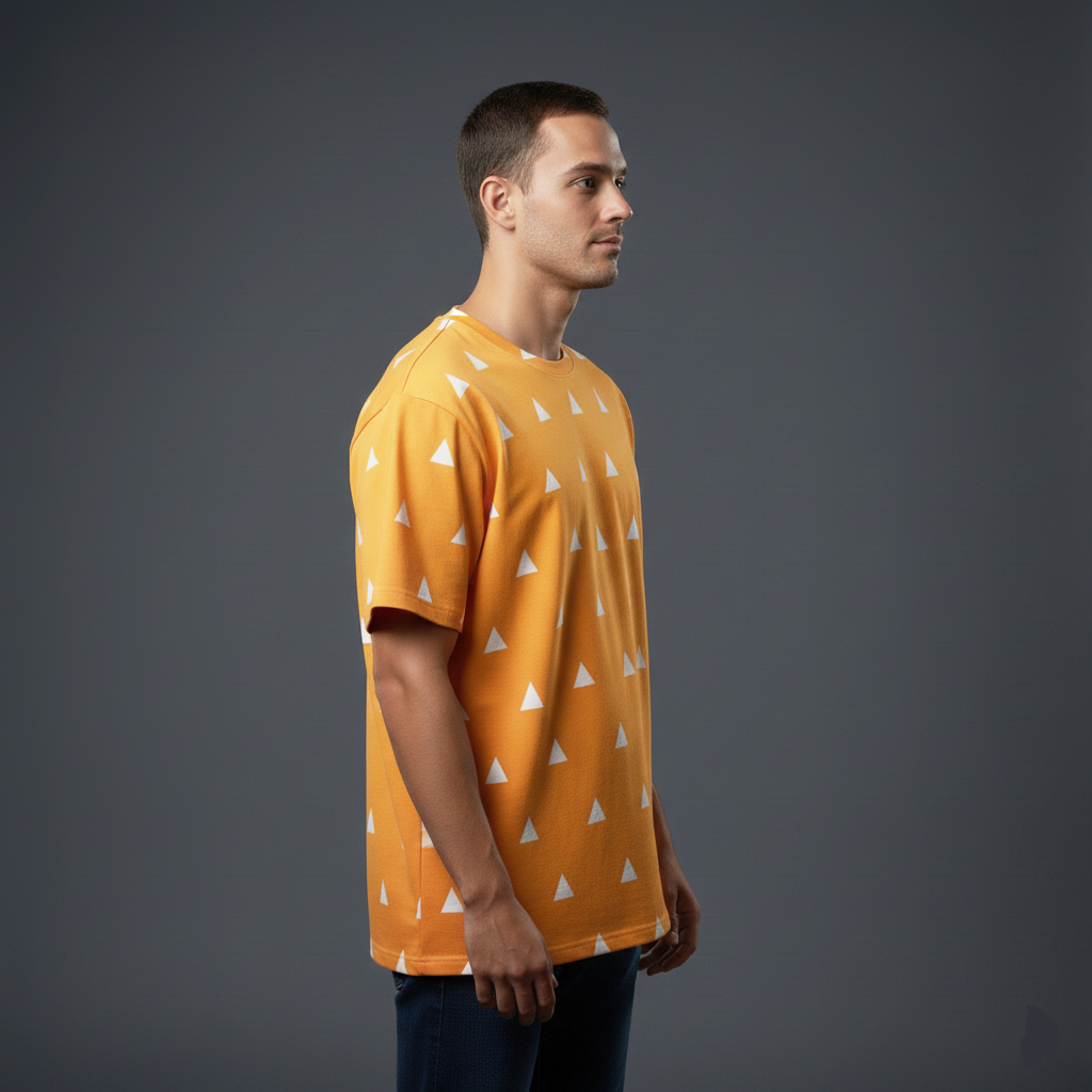 Zenitsu Lightning Pattern Oversized T-shirt