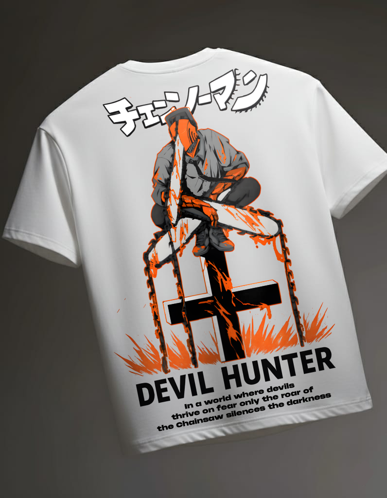 Devil Hunter White Oversized T-Shirt