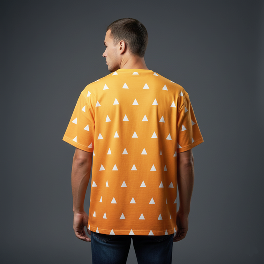 Zenitsu Lightning Pattern Oversized T-shirt