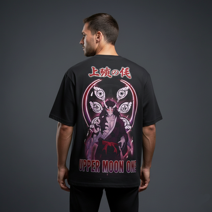 “Upper Moon One Oversized Anime T-Shirt Back Print”